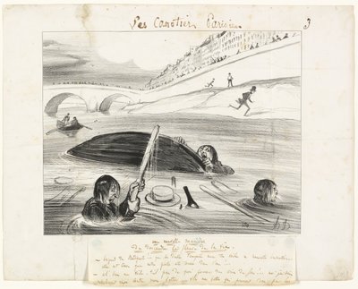 Un nuovo modo di galleggiare lungo il fiume della vita, terzo piatto da Les Canotiers Parisiens da Honoré Victorin Daumier