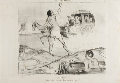 Uno scherzo pratico. "Autista! Autista! Avete ancora due posti nella sezione dei conigli", piatto 24 di Les Baigneurs. da Honoré Victorin Daumier