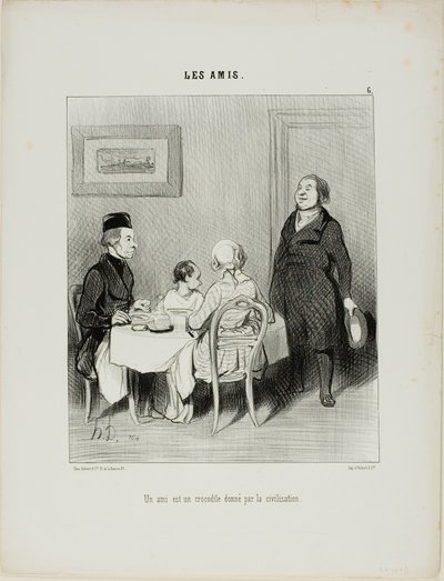 Un amico è un coccodrillo prodotto dalla civiltà, tavola 6 di Les Amis da Honoré Victorin Daumier