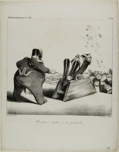 Un grande mortaio a breve gittata, targhetta 488 da Honoré Victorin Daumier