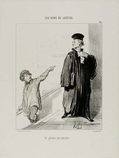 Un contendente piuttosto insoddisfatto, tavola 26 di Les Gens De Justice da Honoré Victorin Daumier
