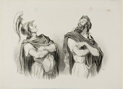 Achille e Agamennone. Achille: "- E cosa me ne importa della tua Troia!", piatto uno delle Physionomies Tragiques. da Honoré Victorin Daumier