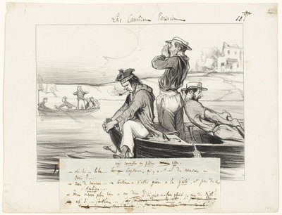 Un incontro in mare aperto, undicesima tavola da Les Canotiers Parisiens da Honoré Victorin Daumier