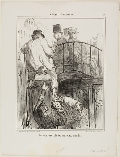 Un aspetto sgradevole del nuovo tipo di Omnibus, tavola 13 da Croquis Parisiens da Honoré Victorin Daumier