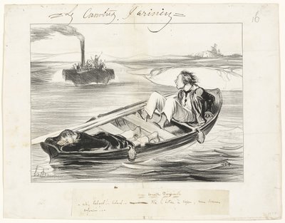 Un incontro sgradevole, piatto sedici da Les Canotiers Parisiens da Honoré Victorin Daumier