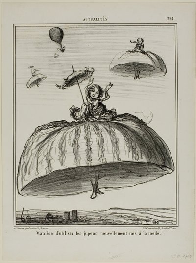 Un altro modo per utilizzare le nuove sottovesti che sono diventate di moda ultimamente, il piatto 294 di Actualités da Honoré Victorin Daumier
