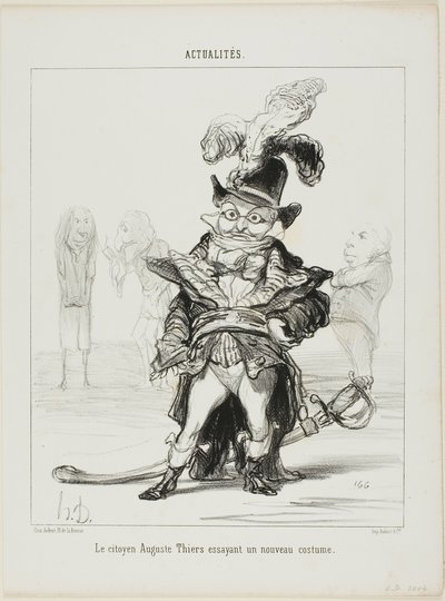 Cittadino di Thiers che si prova un nuovo costume, tavola 114 di Actualités da Honoré Victorin Daumier