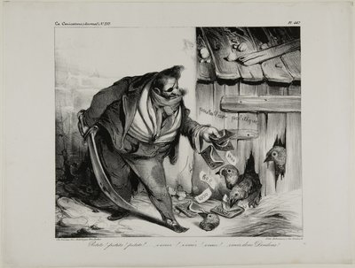 Vieni qui pulcino, pulcino..... Pulcino... Pulcino, Venite Piccoli Tacchini, piatto 442 da Honoré Victorin Daumier