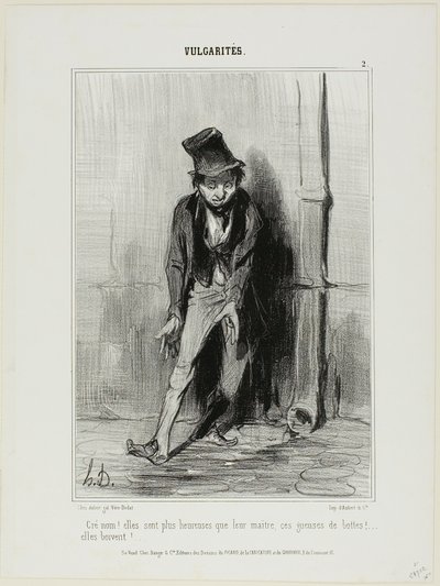 "Accidenti! Sono più felici del loro padrone.... queste puttane di stivali... bevono!", piatto 2 da Vulgarités da Honoré Victorin Daumier