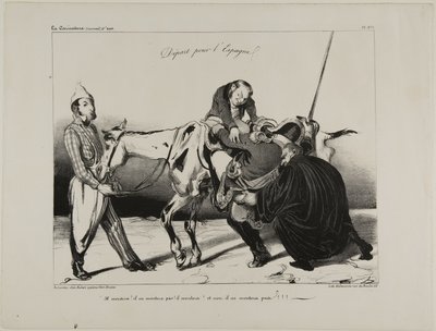 Partenza per la Spagna. "Monterà! non monterà! monterà! e no, non monterà!!!", lastra 498 da Honoré Victorin Daumier