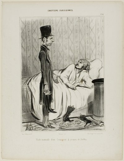 Visita mattutina di un creditore riguardo agli stivali, tavola 4 da Émotions Parisiennes da Honoré Victorin Daumier