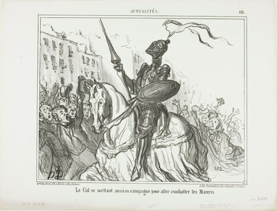 Anche El Cid scende in campo per combattere contro i Mori, piatto 116 di Actualités da Honoré Victorin Daumier