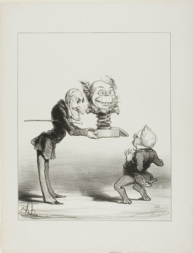 Padre Molé porta i doni di Capodanno alla piccola Thiers, piatto 62 da Actualités da Honoré Victorin Daumier