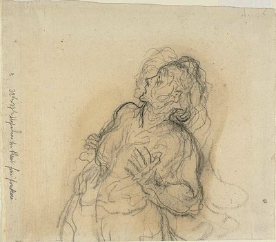 Donna spaventata da Honoré Victorin Daumier