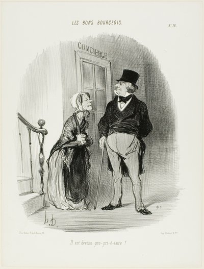 "È diventato un Laaaand-Looooord!", piatto 18 da Les Bons Bourgeois da Honoré Victorin Daumier
