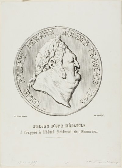Luigi Filippo, ultimo re di Francia 1848. Progetto per una medaglia prodotta dalla Zecca Nazionale da Honoré Victorin Daumier