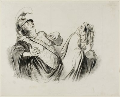 Merope. "Un soldato della mia statura è in grado di gestire lo stato una volta difeso con tanto divertimento", tavola 2 da Physionomies Tragiques (recto); Provost. (dans le Puff - Thtre Français) "Le Puff, est l