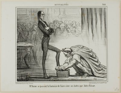 Il signor Hume che fantastica su Giulio Cesare che si lucida gli stivali, tavola 388 da Actualités da Honoré Victorin Daumier