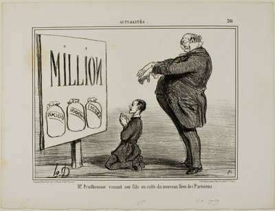 Il signor Prudhomme che dedica suo figlio al nuovo Dio dei parigini, tavola 366 di Actualités da Honoré Victorin Daumier