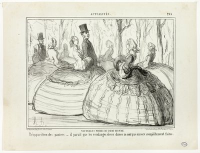 La nuova moda del mezzo mondo. Ricomparsa dei cesti - sembra che queste signore non abbiano ancora finito il loro raccolto, piatto 295 da Actualités da Honoré Victorin Daumier