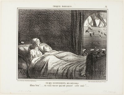 Uno degli svantaggi di vivere in cantina. "Guarda, eccone altre che sono cresciute ieri sera...", piatto 15 da Croquis Parisiens da Honoré Victorin Daumier