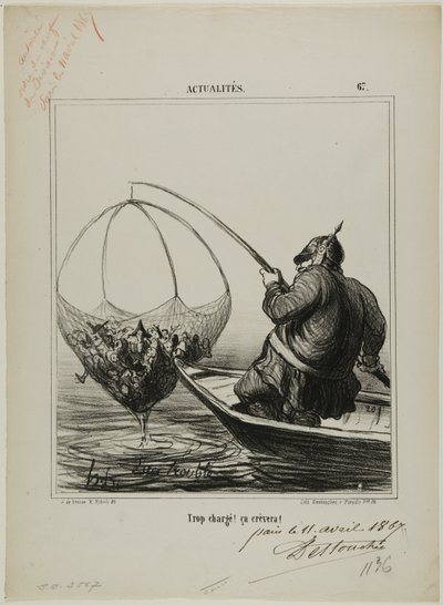 "Sovraccarico! Sta per scoppiare!", targa 67 di Actualités da Honoré Victorin Daumier