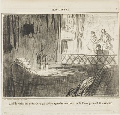 Proposta di miglioramento per i teatri di Parigi, che non mancherà di avere il suo effetto durante i giorni di canicola, tavola 4 da Croquis d