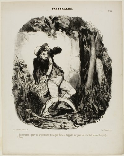 È imbarazzante non ricordarsi dove si sono nascoste le trappole per i lupi, piatto 44 di Pastorales da Honoré Victorin Daumier