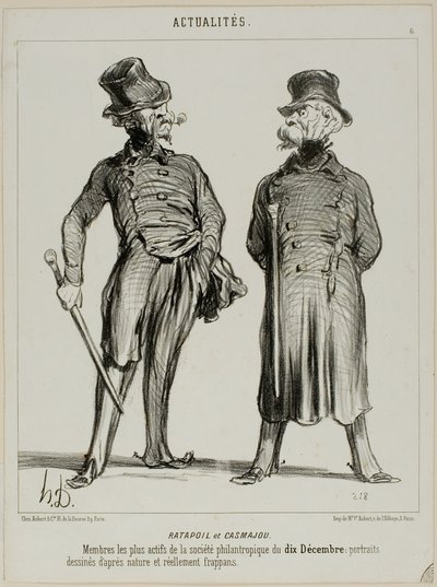 Ratapoil e Casmajou. I membri più attivi della società filantropica del 10 dicembre: i ritratti sono tratti dalla natura e presentano una notevole somiglianza, lastra sei di Actualités da Honoré Victorin Daumier