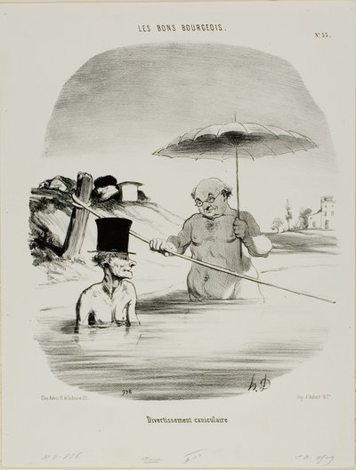Relax durante le giornate canicolari, piatto 33 di Les Bons Bourgeois da Honoré Victorin Daumier