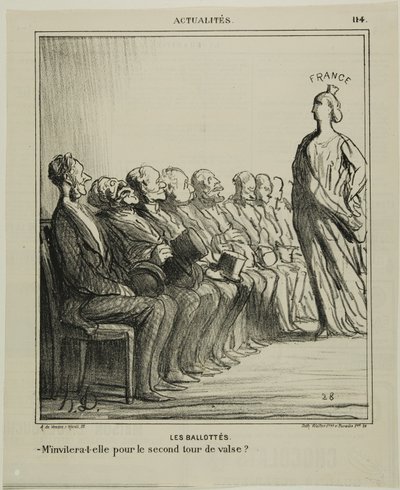 Elezioni di ballottaggio. "Mi inviterà per un secondo valzer", piatto 114 di Actualités da Honoré Victorin Daumier