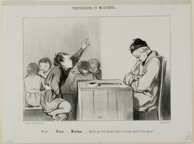"Signore... Signore... Siiiirrrr... Cristo, è fastidioso avere una colica quando il supervisore sorveglia", piatto 13 da Professeurs Et Moutards da Honoré Victorin Daumier