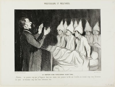 Il dormitorio di un illustre collegio, piatto 14 da Professeurs et Moutards (Professori e furfanti) da Honoré Victorin Daumier
