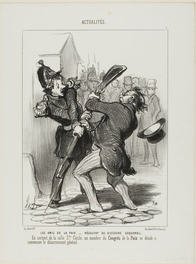 Gli amici della pace - Risultato di un discorso di Coquerel. Uscendo dal reparto di Saint Cécilia, un membro del congresso per la pace decise di avviare il disarmo generale. da Honoré Victorin Daumier
