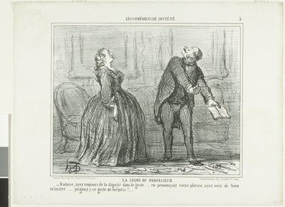 La lezione del professore, quinta tavola da Les Comédiens de Société da Honoré Victorin Daumier