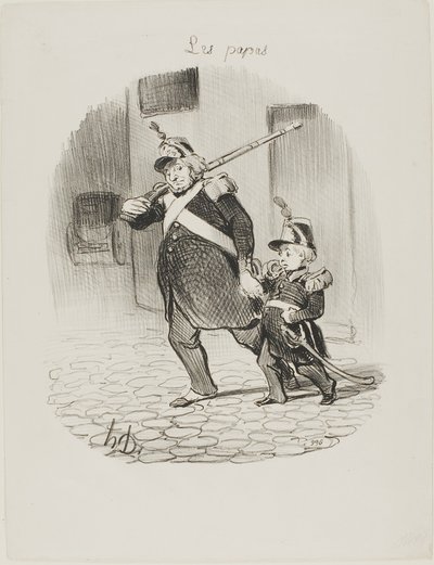 Il giorno della grande parata, tavola 6 di Les Papas da Honoré Victorin Daumier