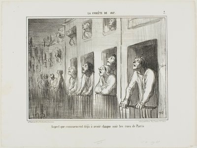 Le strade di Parigi cominciano ad avere questo aspetto ogni notte, tavola 7 da La Cométe De 1857 da Honoré Victorin Daumier