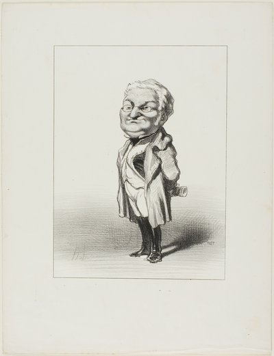 Thiers. Il cittadino Thiers prova il nuovo cappotto posteriore che Babin gli ha appena inviato, piatto 4 da Les Représentans Représentés da Honoré Victorin Daumier