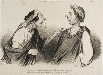 "La tua mano viene a uccidere Britannico, tuo fratello. Prevedo che i tuoi colpi colpiranno presto tua madre", tavola 7 delle Physionomies Tragico-Classiques. da Honoré Victorin Daumier