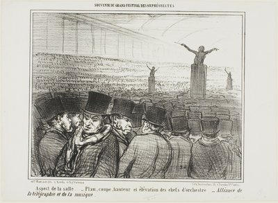 Vista della sala grande. Pianta, altezza e vista frontale del direttore d