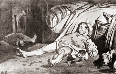 Il massacro di rue Transnonain, dalla litografia di Honore Daumier, da The Print-Collector