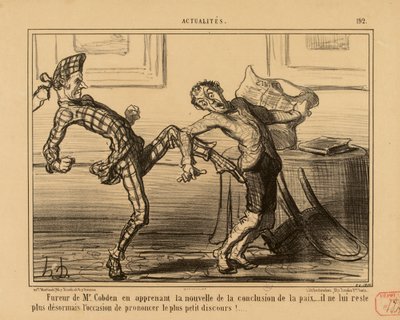 Attualità n. 192: Furore del signor Cobden apprendendo la notizia della conclusione della pace... da Honoré Daumier