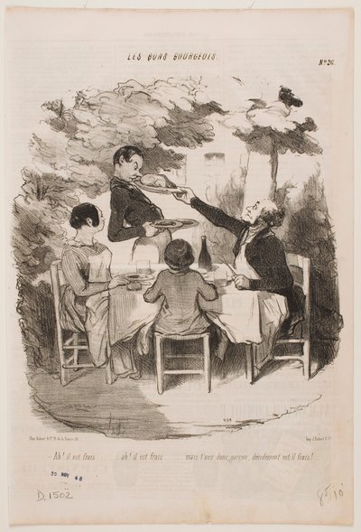 Ah, è fresco, è fresco! ... Lo annusi lei stesso, cameriere, dice che è fresco? ... da Honoré Daumier