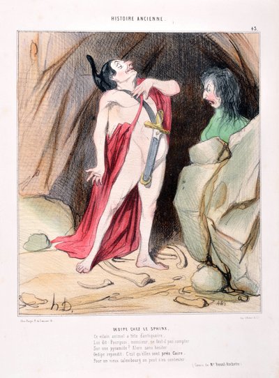 Opera di Honoré Daumier (1808-1879). Storia antica Edipo nella sfinge. BIBLIOTECA DELL