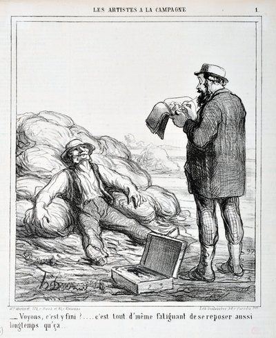 Opera di Honoré Daumier. Charivari del 1865: Serie LES ARTISTS IN THE CAMPAGNE “- Vediamo, è finita?... È ancora stancante riposare così a lungo...” MUSEO DELLE BELLE ARTI - PALAZZO LONGCHAMP, MARSIGLIA da Honoré Daumier
