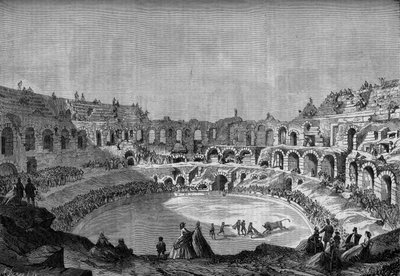 Corride: corse di tori nelle antiche arene di Nimes con il matador spagnolo "El Tato", 10 maggio da Honoré Daumier