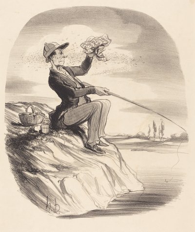 Inconveniente di andare a pescare... da Honoré Daumier