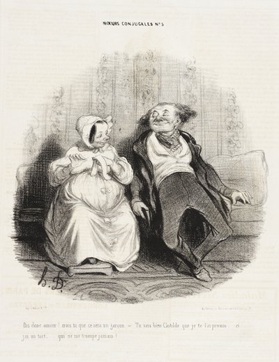 Dimmi, amore mio! Credi che sarà un maschio? da Honoré Daumier