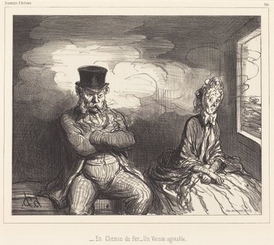 In treno... un vicino piacevole da Honoré Daumier