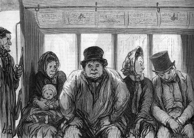 Interno di un omnibus. Disegno di Honoré Daumier (1808-1879) da Honoré Daumier